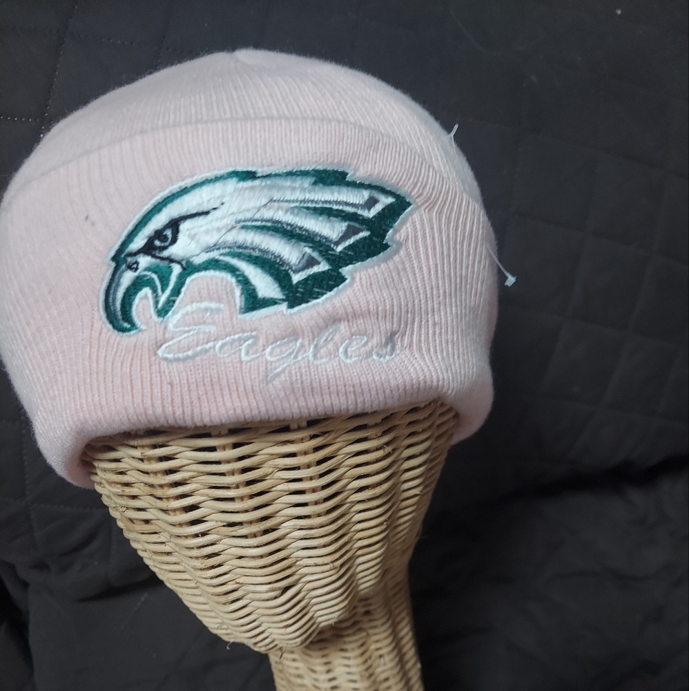 Womens beanie with embroidered eagles emblem